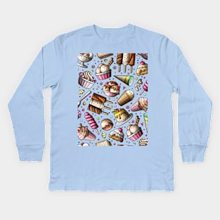 Cartoon Hand-drawn dessert Pattern Kids Long Sleeve T-Shirt